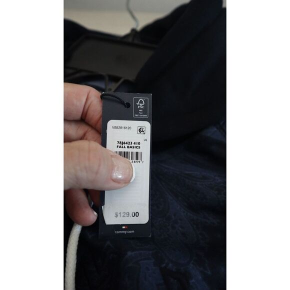 Tommy Hilfiger 78J6423 410 Men's Sz M Blue Paisley Logo Fall Basics Hoodie $129 - Picture 4 of 7